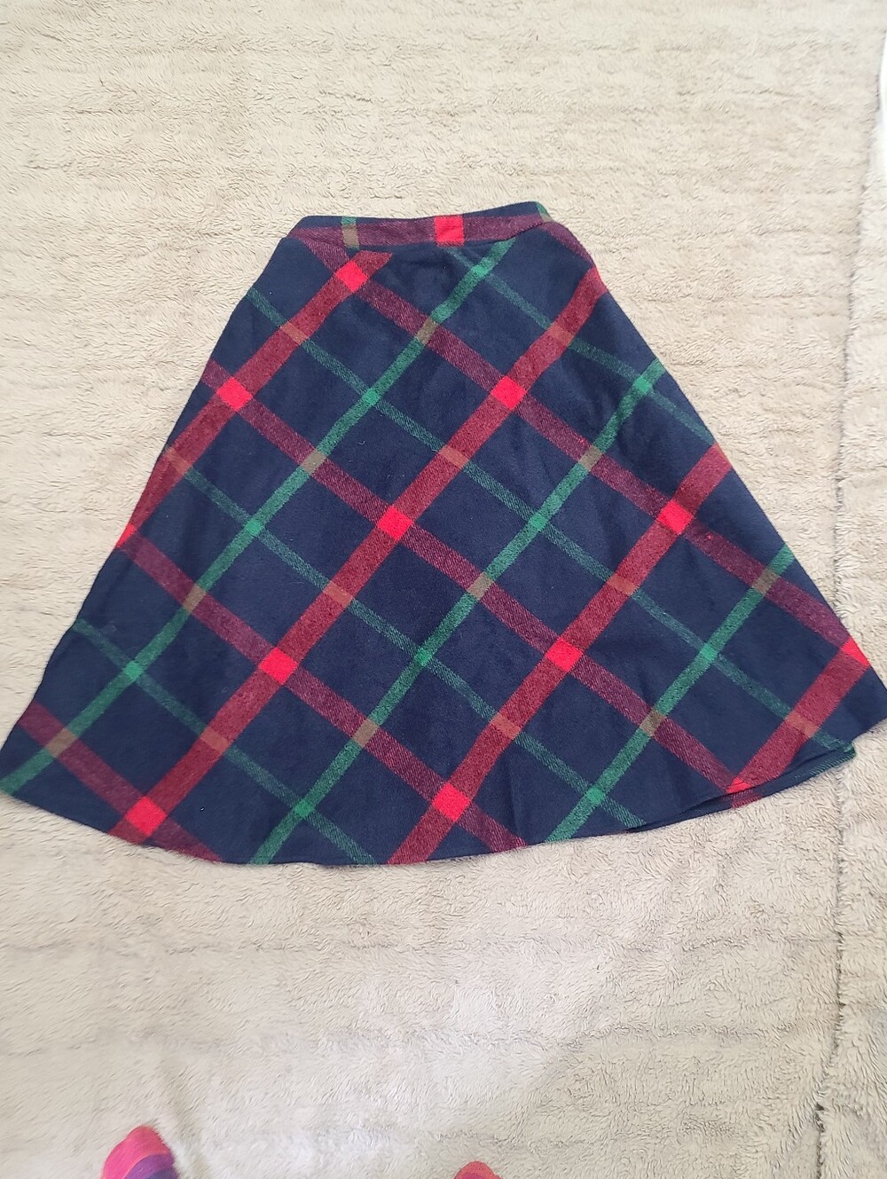 Tanming Wool Blend Classic Warm, Modest Navy Plaid A-Line Maxi Skirt, Tartan, M - Picture 2 of 11